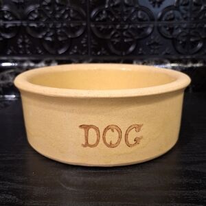 1 Vintage Robinson Ransbottom Stoneware Dog Crock Dish, Pet Bowl, Heavy Duty Pet